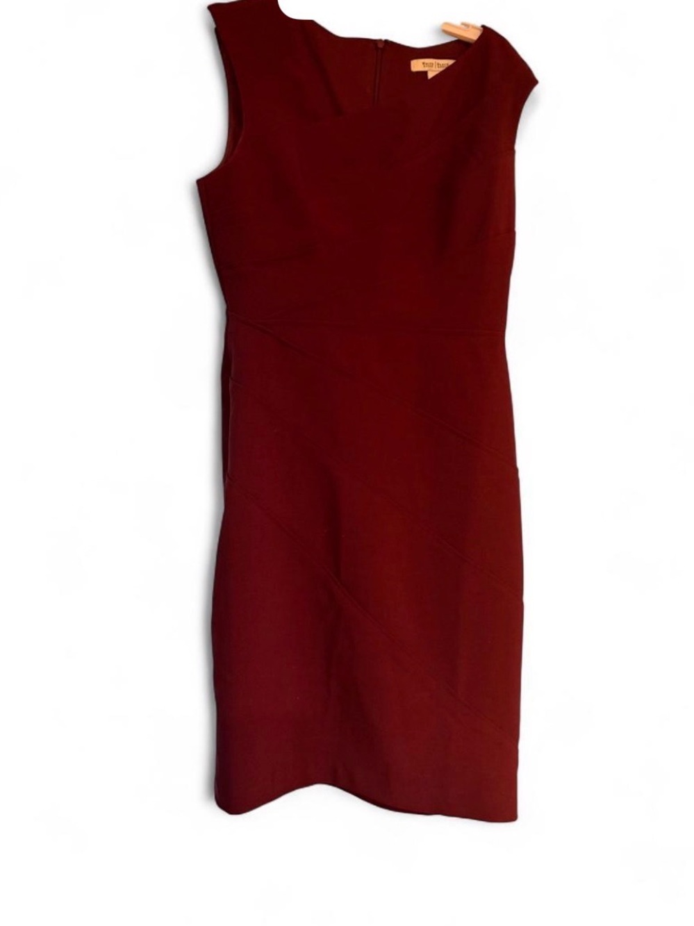 White House Black Market Burgundy Dress with Assymetrical Neckline